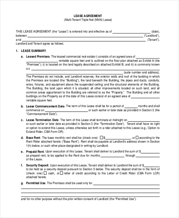 Triple Net Lease Template