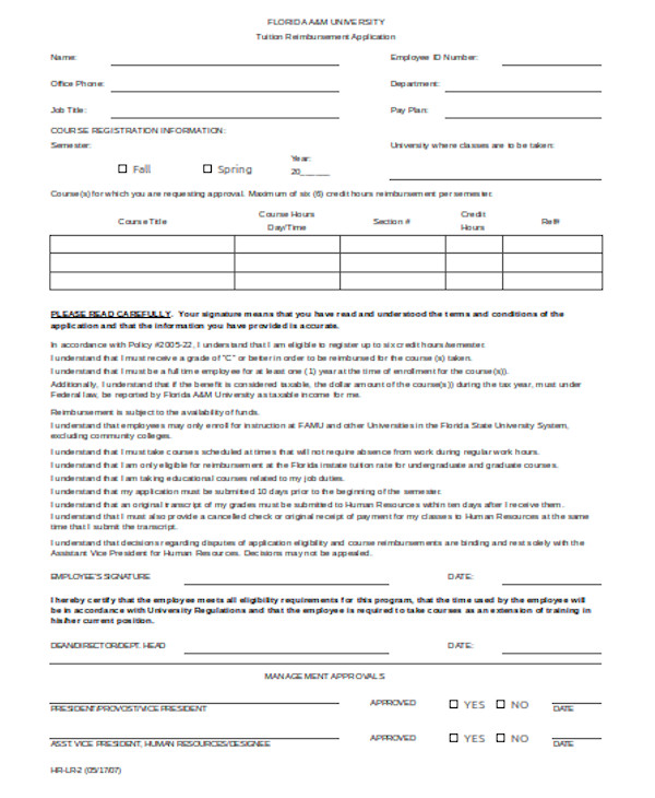 university tuition reimbursement form