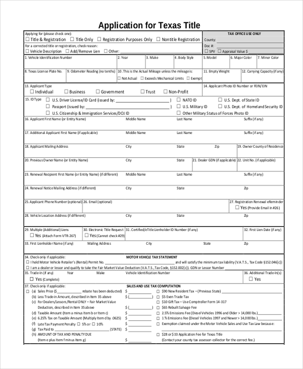 Wi Dot Title Transfer Form