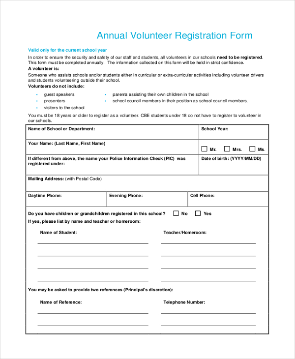 Free 10 Sample Volunteer Application Forms In Ms Word Pdf Excel 8403