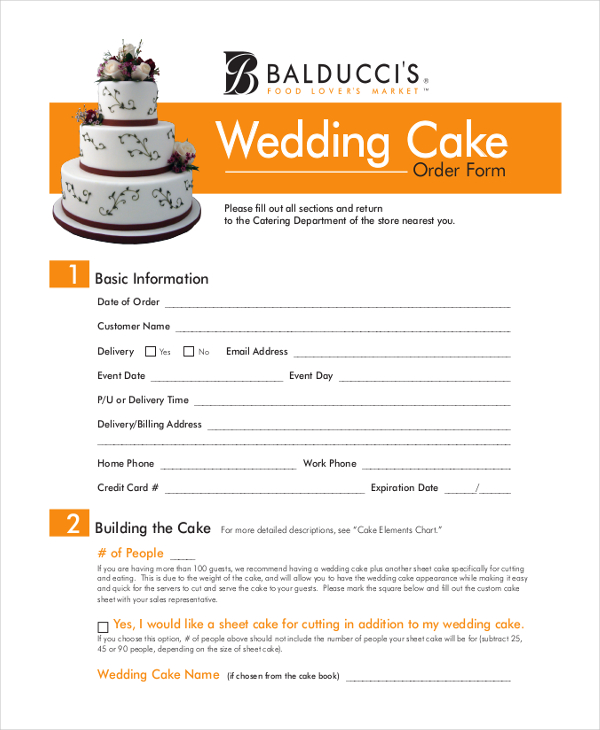 FREE 11 Sample Cake Order Forms In MS Word PDF Excel