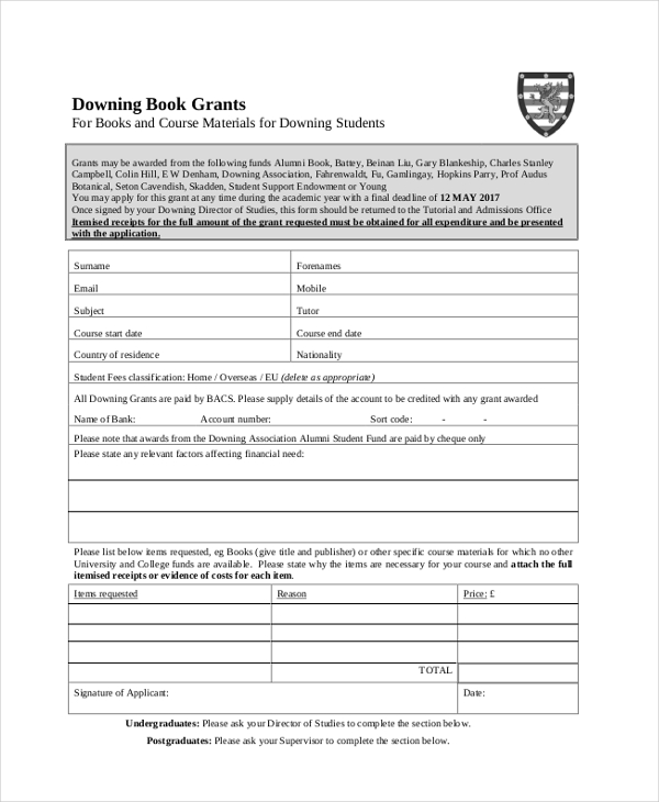 grant sample document Documents in  Form Free 16 Grant PDF Application Sample