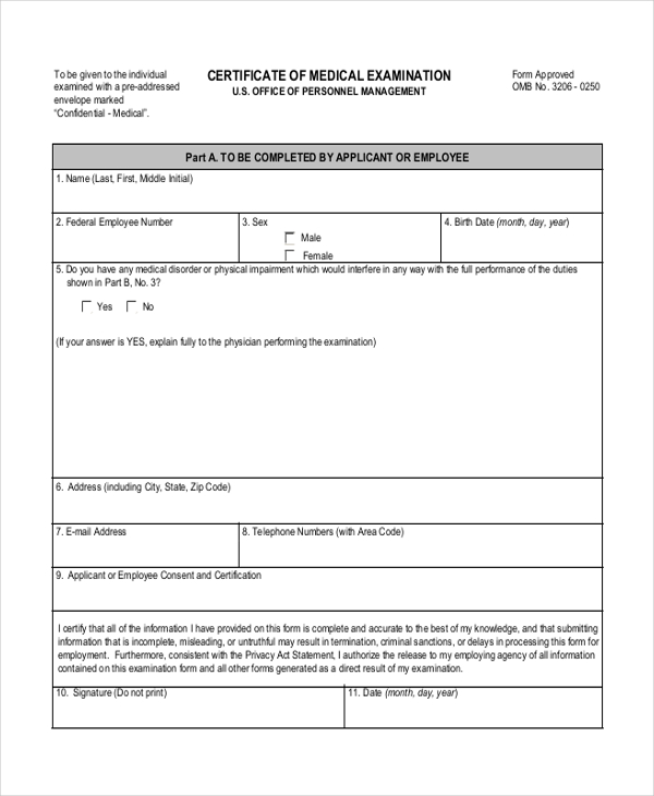Free 12 Sample Medical Examination Forms In Pdf Excel Word 7251