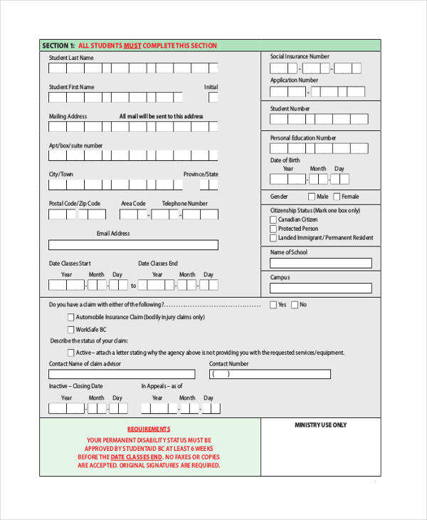 disability grant application form