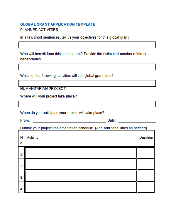 Free 17 Sample Grant Application Forms In Pdf Ms Word Excel 5016