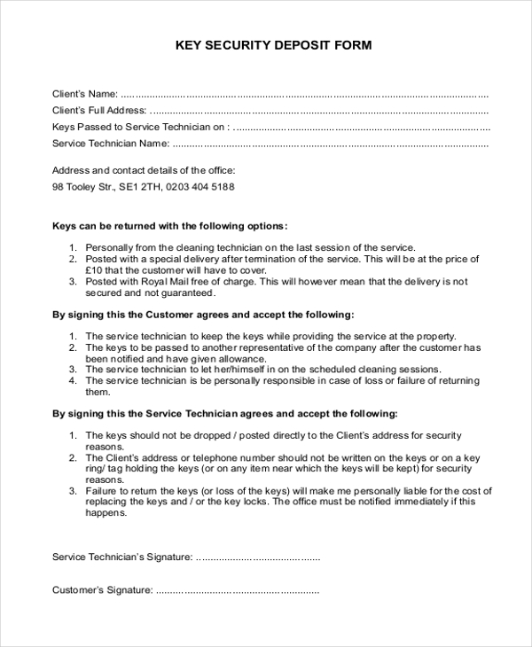 FREE 11+ Sample Security Deposit Forms in PDF | MS Word