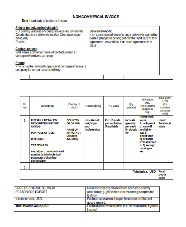 FREE 8 Sample Commercial Invoice Forms In PDF MS Word