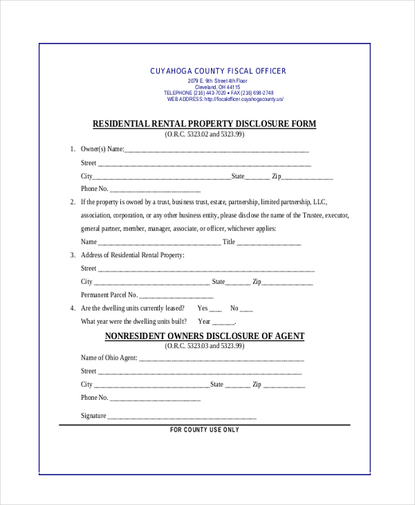 FREE 10  Sample Real Estate Disclosure Forms in PDF MS Word