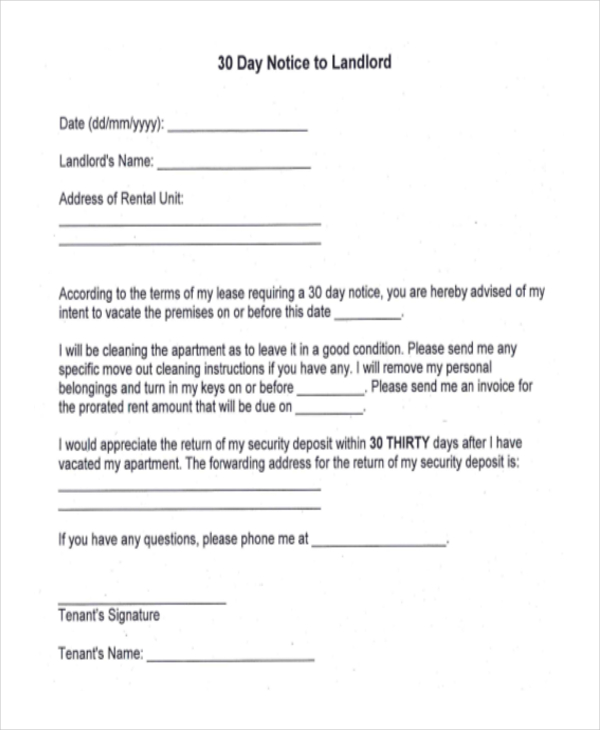 30 day notice form