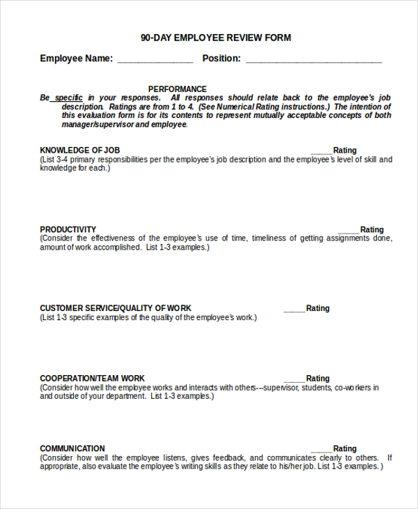 FREE 11+ Sample Employee Review Forms in PDF MS Word Excel