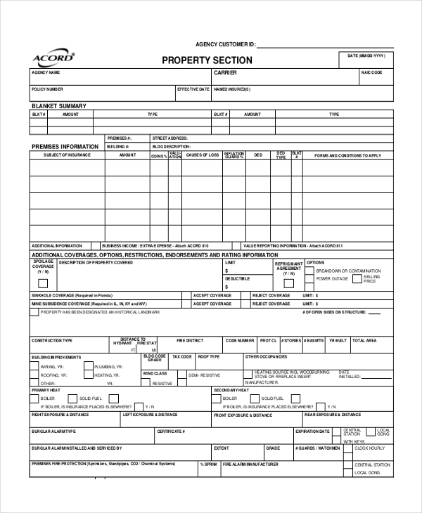 insurance binder acord for personal auto policy