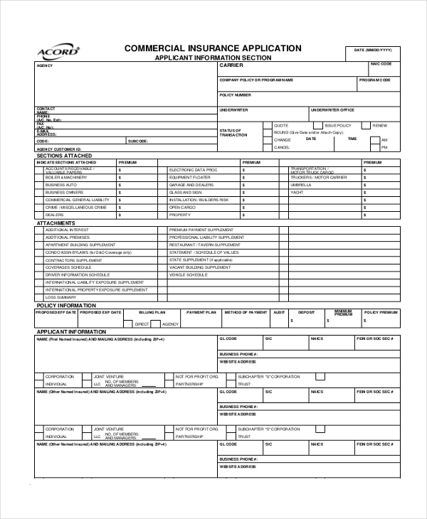 FREE 10+ Sample Acord Forms in PDF MS Word