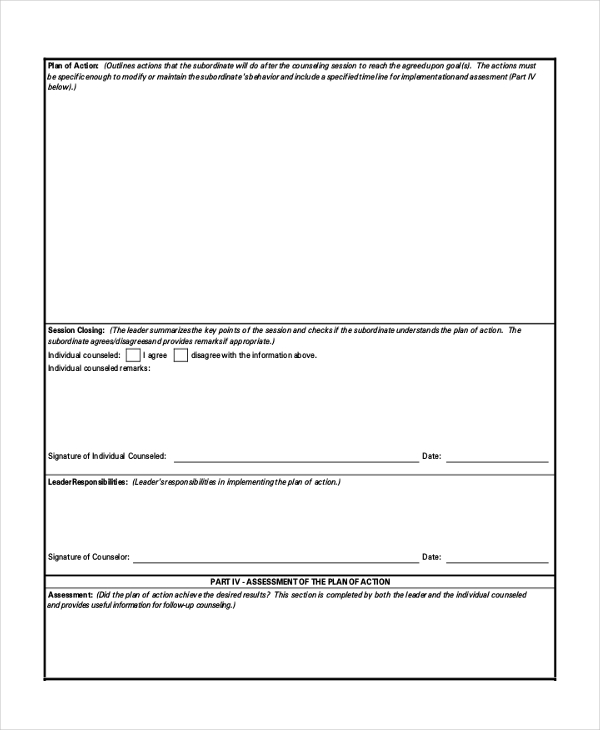 FREE 7 Sample Army Counseling Forms In PDF MS Word