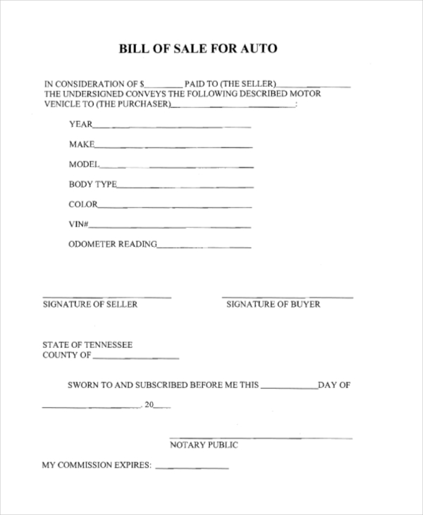 FREE 10+ Sample Bill of Sale Forms in PDF | MS Word