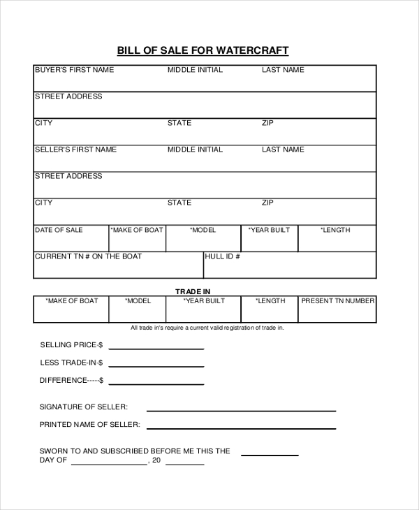 FREE 9+ Sample Boat Bill of Sale Forms in PDF MS Word