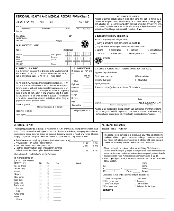 c form health bsa 7  Medical Documents  Free BSA  Sample in PDF Form