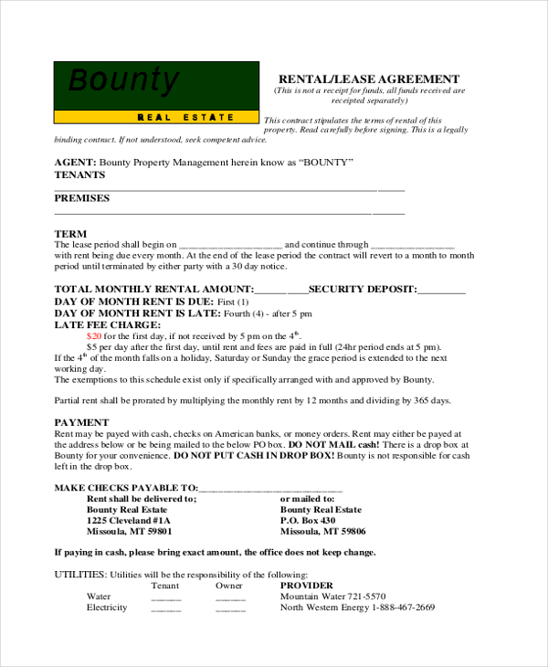 basic rental lease agreement