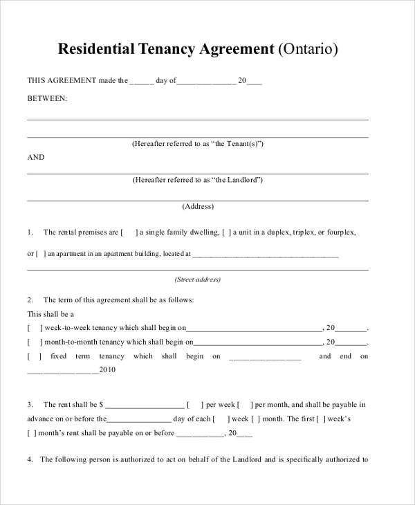 basic residential lease agreement