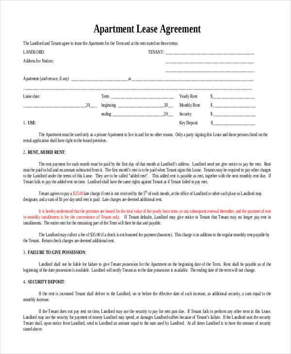 FREE 10 Sample Blank Lease Agreement Forms In PDF MS Word