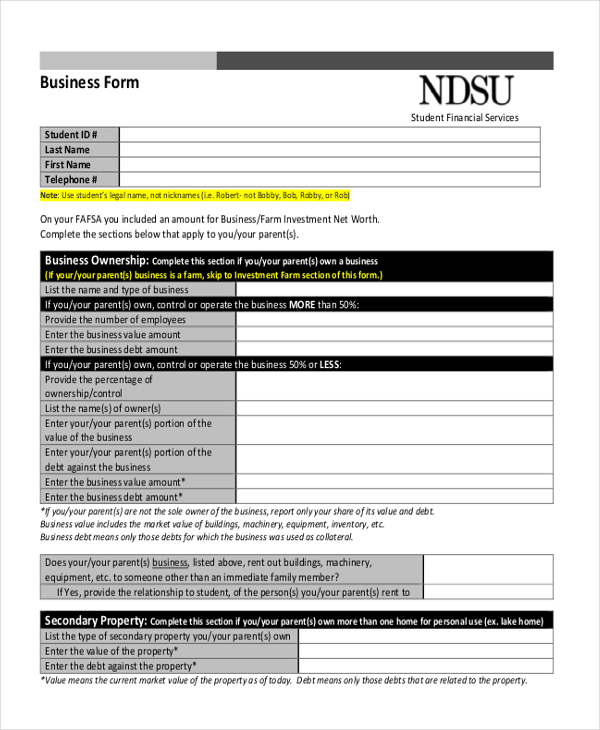 FREE 20+ Sample Business Forms in PDF MS Word