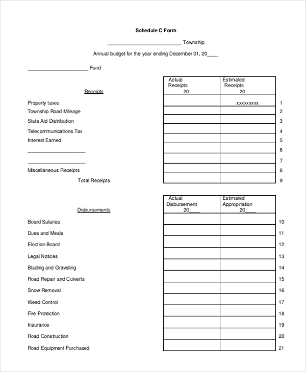 Free 9 Sample Schedule C Forms In Pdf Ms Word 4437