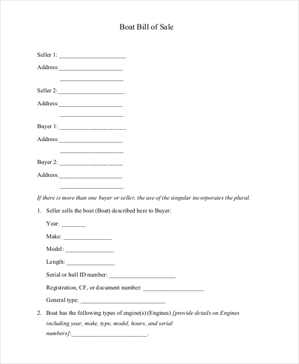 FREE 10 Sample Bill of Sale Forms in PDF MS Word