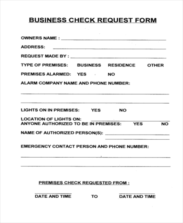 business cheque request