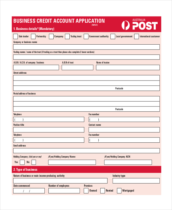 FREE 12+ Sample Credit Application Form in PDF | MS Word | Excel