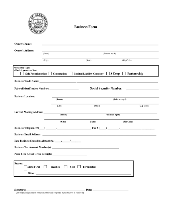 business form template