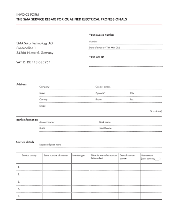 business invoice form