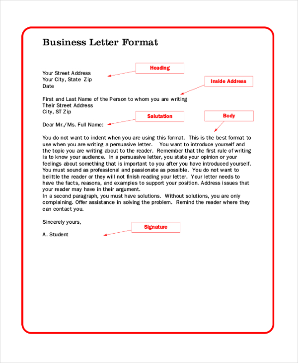 Writing A Business Letter Template from images.sampleforms.com