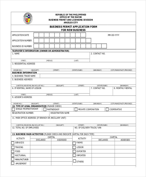 business permit form