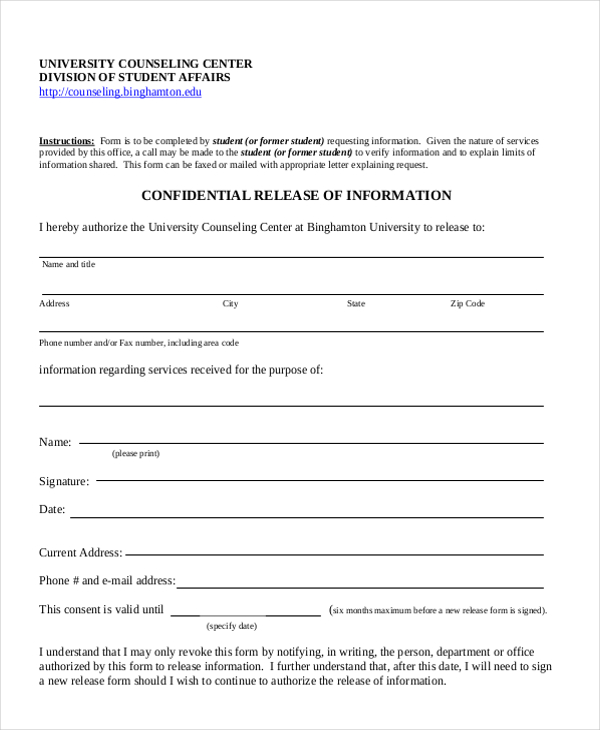 confidential release of information