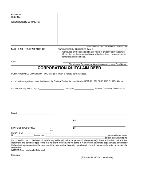 FREE 10+ Sample Quitclaim Deed Forms in PDF | MS Word