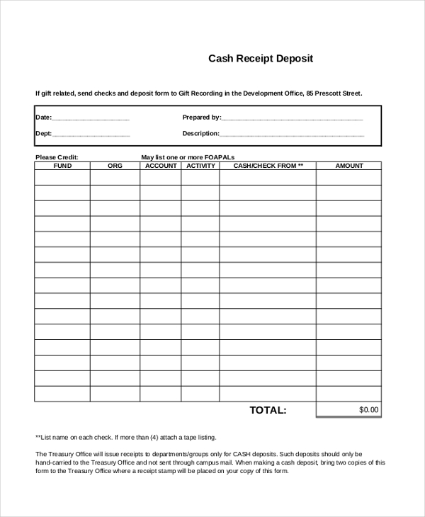 FREE 12+ Sample Deposit Receipt Forms in PDF | Excel | MS Word