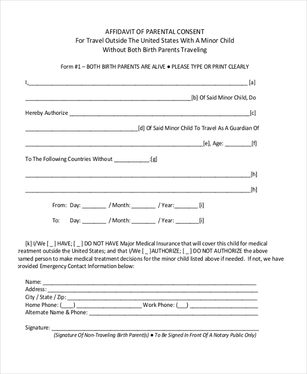 Free Printable Child Travel Consent Form Template Pdf