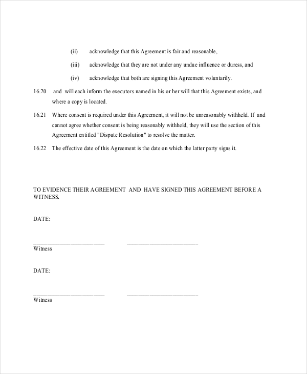 cohabitation separation agreement