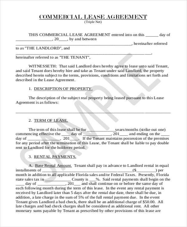 commercial lease agreement pdf
