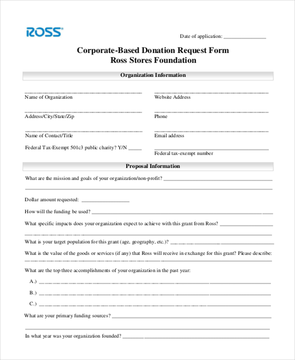 FREE 12+ Sample Donation Request Forms in PDF MS Word Excel