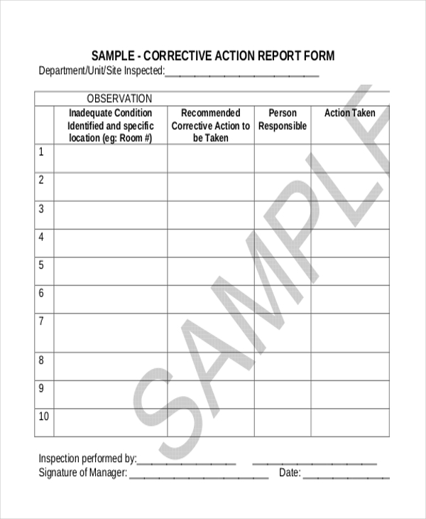 FREE 10 Sample Corrective Action Forms In PDF MS Word Excel