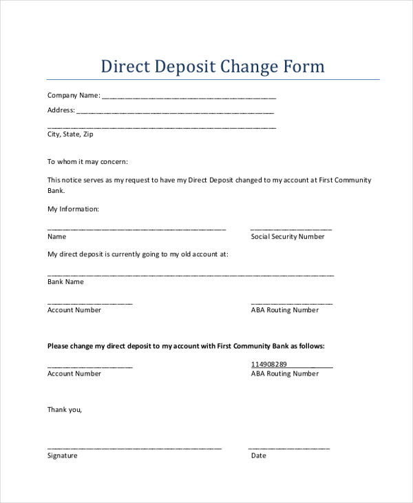 free direct deposit authorization forms 22 pdf word eforms free 9