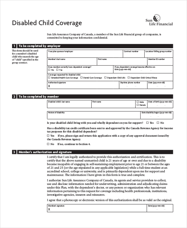 FREE 10+ Sample Child Disability Forms in PDF MS Word