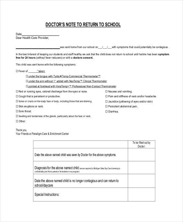 FREE 11+ Doctor Note Samples, PDF, MS Word, Google Docs