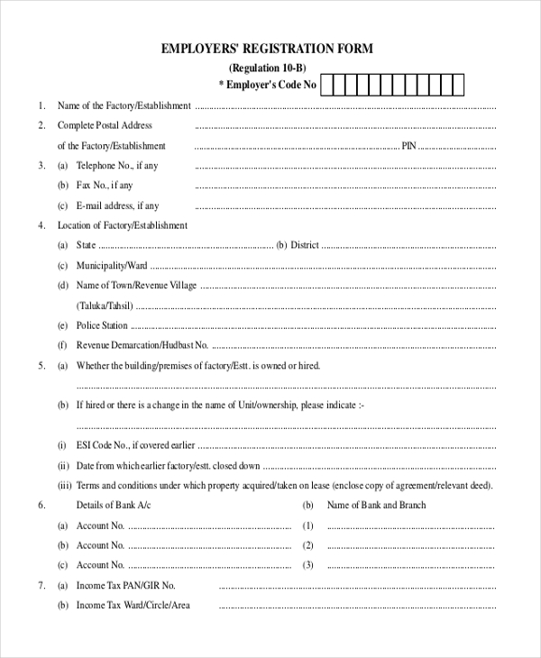 employer registration form