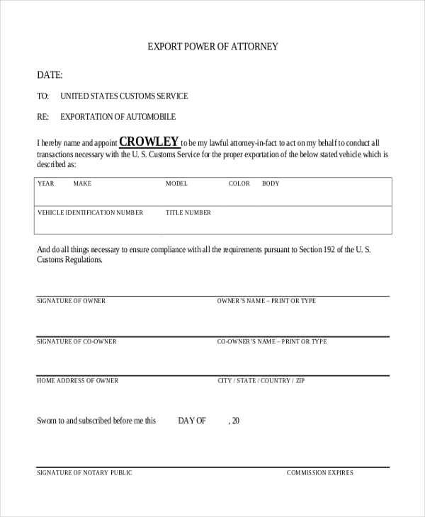 FREE 10+ Sample Power of Attorney Forms in PDF | MS Word