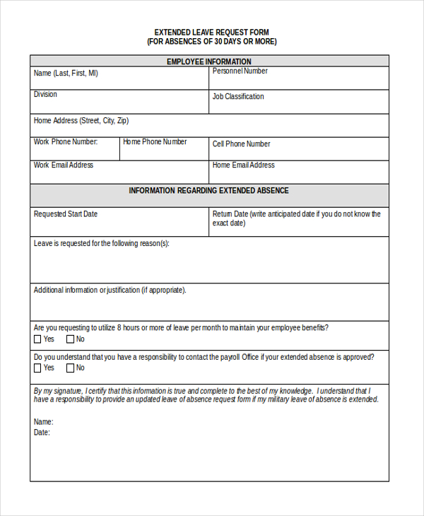 FREE 14+ Leave Request Form Samples, PDF, MS Word, Google Docs, Excel