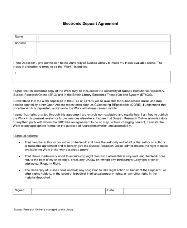 FREE 11+ Sample Deposit Agreement Forms in PDF