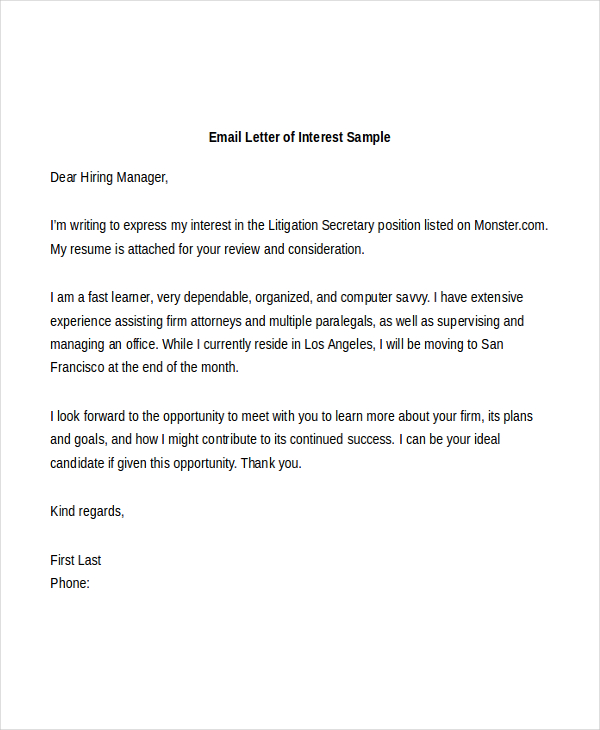 Letter Interest For A Job For Your Needs Letter Template Collection