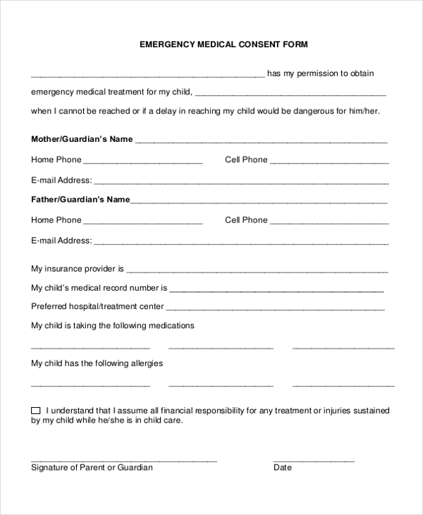 emergency medical consent form