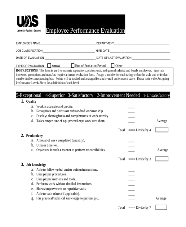 sample employee performance review